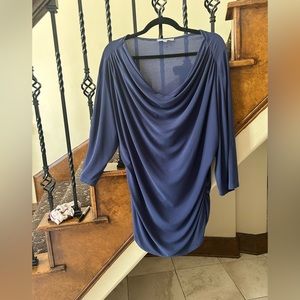 Navy cow neck blouse